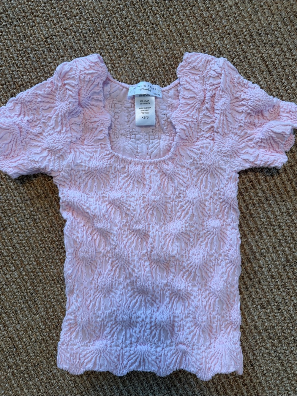 Altar'd State Pink Textured Short Sleeve Scoop Top